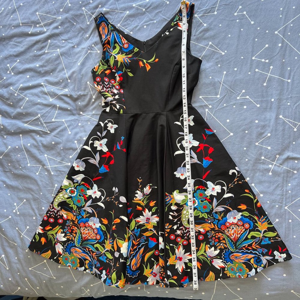 Unique Vintage A-Line Cocktail Dress Floral With Pockets
